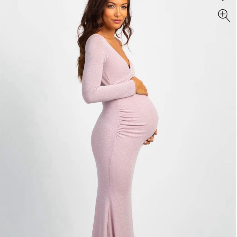 Pinkblush Long Sleeve Maternity Dress in Light Pink